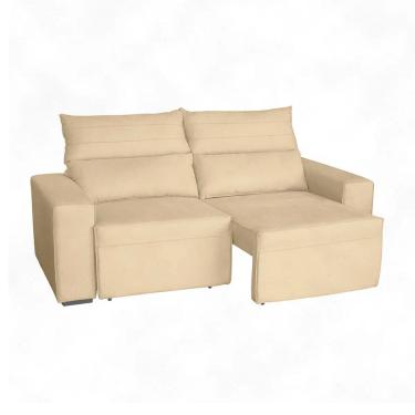 Imagem de Sofá Retrátil e Reclinável 3 Lugares Viena Bege Conce - Lojas Curitibanas