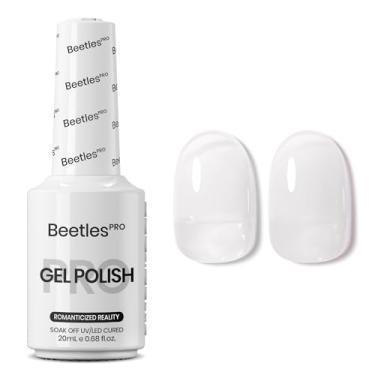 Imagem de Esmalte de gel branco Beetles Pro Jelly – realidade romantizada, cor branca leitosa 20 ml, esmalte de gel gelatinoso, lâmpada UV para unhas, cura necessária, dia dos namorados, salão de beleza, brilho