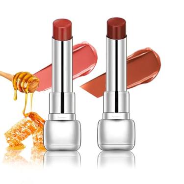 Imagem de HHLTOH Batom de manteiga hidratante Plumper para mulheres, protetor labial com coloração natural, brilho labial nutritivo, hidratante para lábios secos, maquiagem leve, vegano, 2 peças rosa e marrom