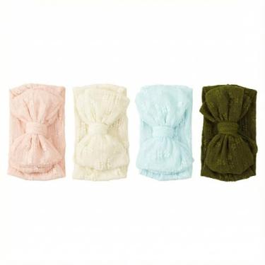 Imagem de 4 faixas de cabelo para bebês, elástico macio, acessórios de cabelo infantil, laço de malha de camada dupla, faixas texturizadas para bebês e meninas, acessórios para uso diário e fotografia