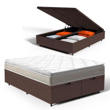 Imagem de Cama Box Baú com Colchão de Espuma D45 Pillow Top Ortopédico Domo Quee