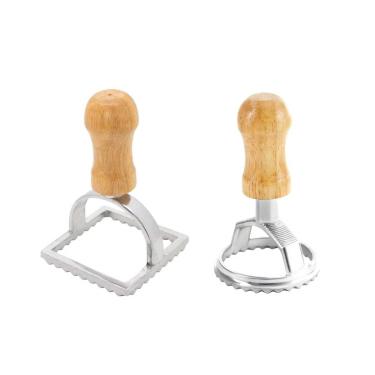 Imagem de Cortador Biscoito Massa Ravioli Redondo Quadrado Aluminio 2un
