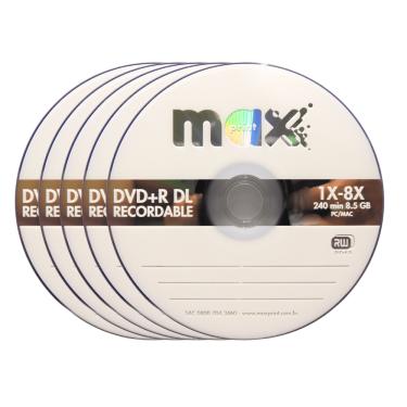 Imagem de Kit Com 5 mídias DVD+R Dual Layer Slim 8.5GB 1X-8X 50231-4 no estojo slim