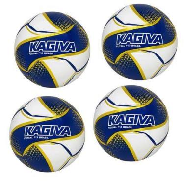Imagem de KIt 4 Bolas Futsal Kagiva F5 Brasil Sub 13 Cor Azul dourado