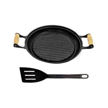 Imagem de Chapa Grill Redonda Antiaderente Alça 23x23cm e Espátula - Alumínios V