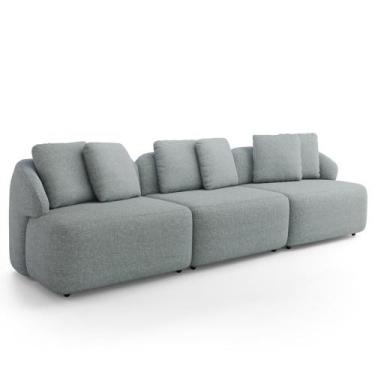 Imagem de Sofá 4 Lugares Para Sala de Estar Living 288cm Arlo F04 Linho Cinza Ly