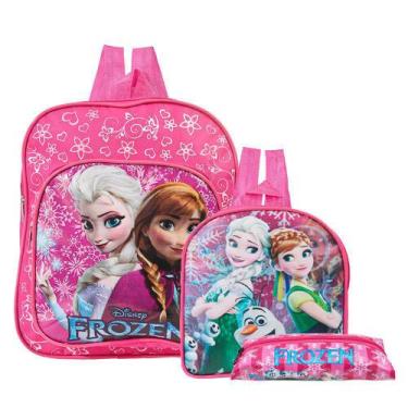 Imagem de Kit Mochila Escolar Elsa Anna Frozen Disney Lancheira+Estojo