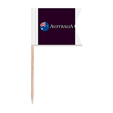 Imagem de Bandeira australiana de coala canguru bandeiras de palito de dente marcando para festa bolo comida prato de queijo
