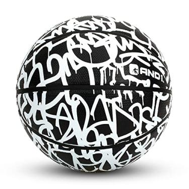 Imagem de AND1 Bola de basquete de borracha Chaos: pronto para jogo, tamanho regulamento de escritório (75 cm) Streetball, feito para jogos de basquete interno/externo - série de graffiti (a cor pode variar)