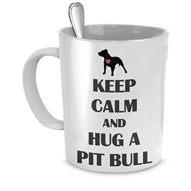 Imagem de Caneca Pit Bull - Keep Calm And Hug a Pit Bull- Presentes Pit Bull Lover - Caneca de café Pit Bull
