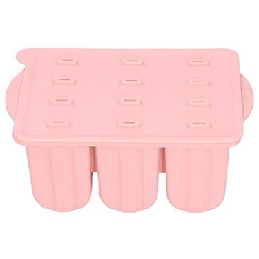 Imagem de Molde de sorvete, 12 grades de molde de picolé de silicone moldes de sorvete bandeja reutilizável para sorveteira molde com tampa e 50 palitos (rosa + 50 palitos de sorvete)