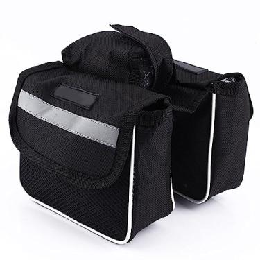 Imagem de Bicicleta Ciclismo, Bolsa de Tubo Frontal de Selim Moldura de Bicicleta Dupla Bolsa Lateral Preta