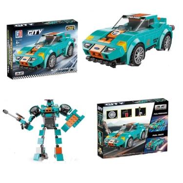 Imagem de Monaliza Transformers Blocos de Montar Carro Corrida Robô (Azul, 3 anos - 7 anos)