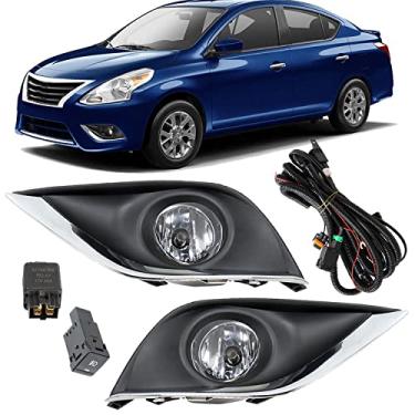 Imagem de WFLNHB Substituição do conjunto de faróis de neblina para Nissan Versa 2015-2018 4 portas com lâmpadas e kit de interruptor de chicote, luzes de neblina, lado do motorista e do passageiro