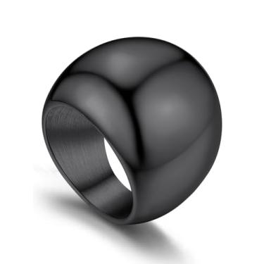 Imagem de GOLDCHIC JEWELRY Anel de cúpula grossa para mulheres, aço inoxidável arrojado empilhável croissant anel para homens (tamanho 7-12, personalizado), 9, Banhado a preto, Sem pedra preciosa