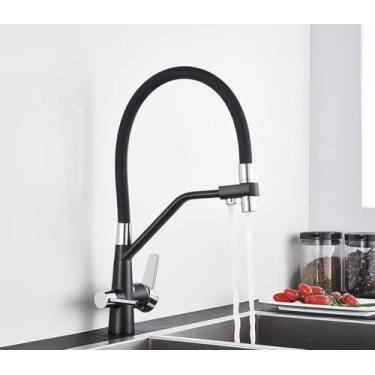 Imagem de Torneiras de cozinha filtradas purificação torneira da cozinha 360 girar filtro de água para cozinha três maneiras torneiras de cozinha, um cromo preto