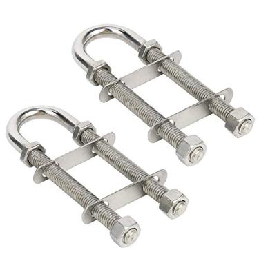 Imagem de Amarine Made Par de Aço Inoxidável Marine Boat Stern Bow Eye Tie Down U Bolt, Prata, 1/2" Dia - 3" Thread Lenght