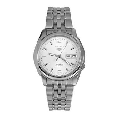 Imagem de SEIKO Série 5 Relógio masculino com mostrador branco automático SNK385, Branco, Moderno