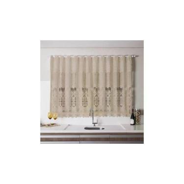 Imagem de Cortina para Cozinha Donna Inter 220x120 cm Renda Arabesco Desert com Bandô
