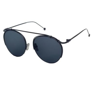 Imagem de JRLLFD Óculos de sol oval masculino com gradiente de metal, armação de óculos para dirigir ao ar livre, proteção solar, 2, tamanho único