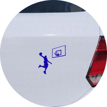 Imagem de Adesivo de Carro Basquete Enterrada de Atleta - Cor Azul - Melhor Ades