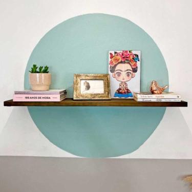 Imagem de Prateleira de Parede de Ferro e Madeira Industrial Suspensa 100cm Taba