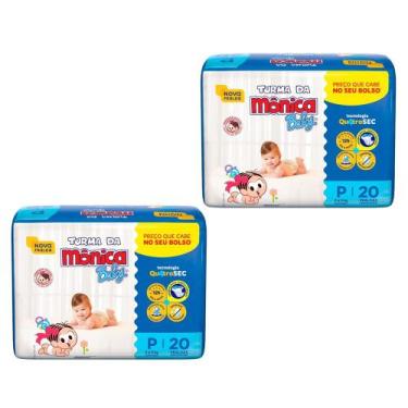 Imagem de Fraldas Turma da Mônica Baby Jumbinho Tamanho P - 2 Pacotes Com 20 Fra