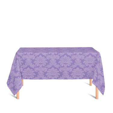 Imagem de Toalha de Mesa Retangular em Tecido Jacquard Lilás Medalhão Tradiciona