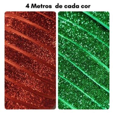 Imagem de Fita Lurex Esponjada Glitter Kit Natal 8m 10mm Escolha Cor - DEZdeDEZ,