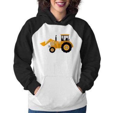 Imagem de Moletom Feminino Trator Pá Carregadeira Amarelo - Foca na Moda, Branco