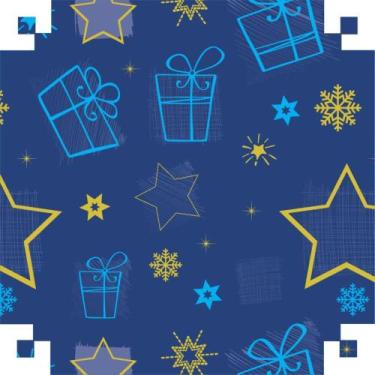 Imagem de Papel Presente Bobina Couchê 60CM MOD414 Estrela Azul - 100 Metros - V