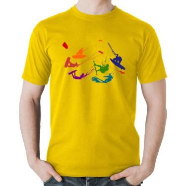 Imagem de Camiseta Algodão Kite Surf Freestyle - Foca na Moda, Amarelo, M