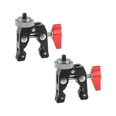 Imagem de Kayulin Suporte de braçadeira de caranguejo com adaptador de parafuso de 1/10.2 cm para tripé de câmera de luz flash de estúdio (cinza prateado)