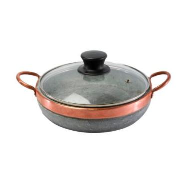 Imagem de Paella Pedra Sabão Alça de Cobre com Tampa de Vidro P 20x5cm - Industr