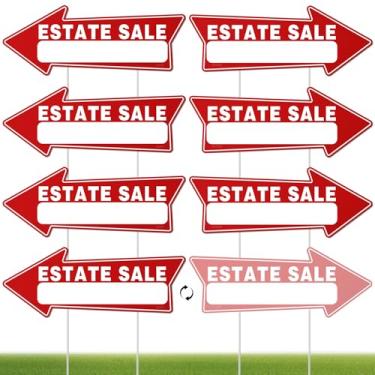 Imagem de 7 placas de venda de imóveis, 43 x 15 cm, placas de venda imobiliária com estacas dupla face, placa de venda de quintal grande, suprimentos de venda de imóveis