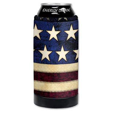Imagem de Mugzie Deluxe Can Cooler (Made In Usa) - Material de Neoprene Premium para Roupa de Mergulho, Isolador de Lata Ou Garrafa para Latas de Cerveja de Refrigerante Energético de 16 Oz - Old Flag
