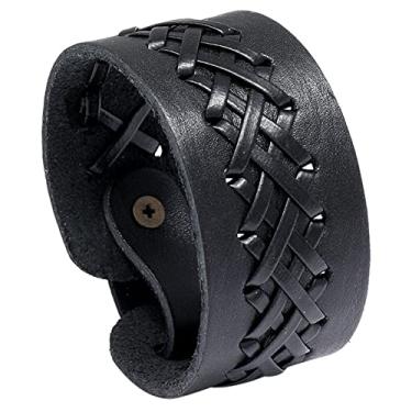 Imagem de Xusamss Pulseira de couro trançado vintage punk rock, Couro sintético, Sem pedras preciosas