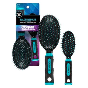 Imagem de Conair Conjunto de escovas de cabelo Salon Results - Escova de cabelo para viagem - Escovas de cabelo para todos os tipos de cabelo - Tamanho de viagem + Escova de tamanho normal