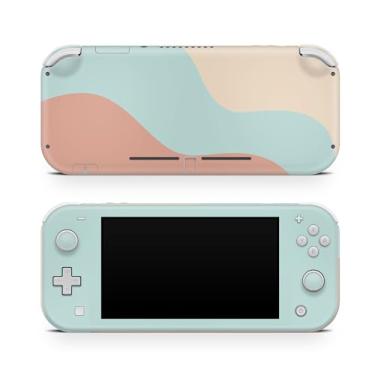Imagem de Tacky Design Colorwave Skin compatível com Nintendo Switch Lite Skin Wrap, película minimalista com bloqueio de cor para Nintendo Switch Lite, decalque de vinil premium 3M (azul pastel e terracota)