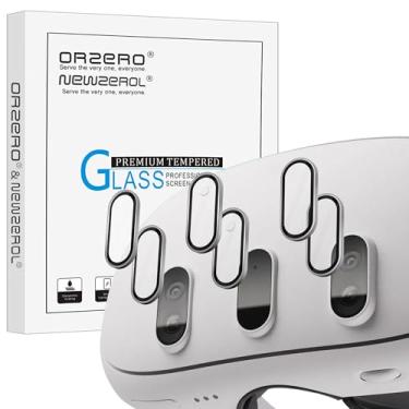 Imagem de Orzero (2 conjuntos de protetores de lente de câmera compatíveis com Quest 3, protetor de cámera moldura de liga de alumínio capa de vidro temperado super forte adesão anti-arranhões - prata