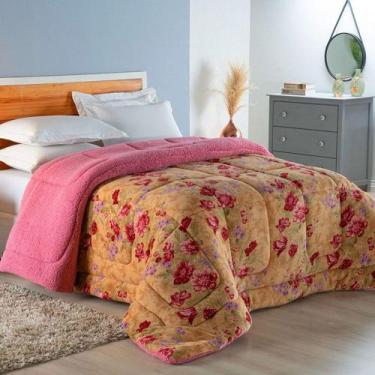 Imagem de Edredom Coberdrom Sonobom Solteiro Sherpa - Floral Rosê - 100% Poliést