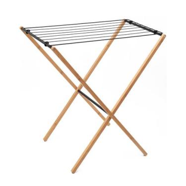 Imagem de Varal Horizontal Chão Dobrável Em Bambu Com Hastes Metálicas - Simplo,