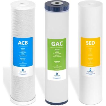 Imagem de Express Water – Conjunto de filtro de água para toda a casa – Kit de substituição de filtragem de água de 3 estágios – Filtros de cartucho de sedimento, carvão, carbono de alta capacidade – Filtro de água de 5 mícrons – 11,4 cm x 50,8 cm