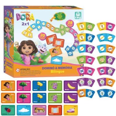Imagem de Jogo 2x1 Dominó E Memória Bilíngue Dora Aventureira 0345 - Nig Brinque