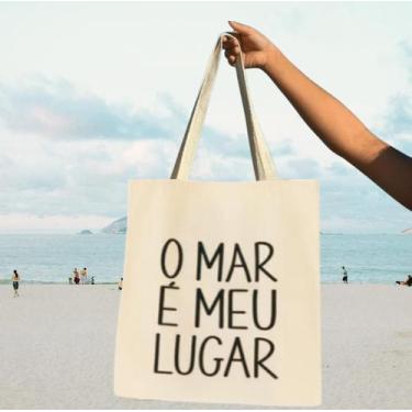 Imagem de Bolsa Ecobag 100% algodao O mar é meu lugar - armazze