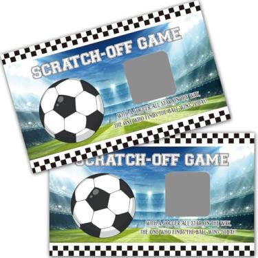 Imagem de Haizct 50 Pack Soccer Theme Scratch Off Game, Soccer Scratch Card for Baby Shower Birthday Party Lottery Game Group Games Enterprises Activity, Gifts for Soccer Lovers, Baby Shower Idea
