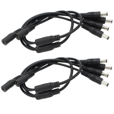Imagem de exgoofit Cabo Divisor De Energia Dc 1 A 2 Vias, Pacote Com 4, Plugue Fêmea Macho Cobre Puro, 5,5 Mm X 2,1 Para Câmeras Cftv E Fita Led