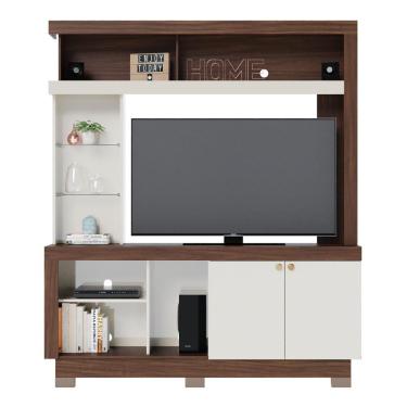 Imagem de Home Para Tvs 50 3 Prateleira Nice Nogueira Real Off White