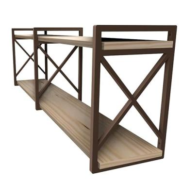 Imagem de Prateleira estilo industrial 20cm x 115cm - Kit Completo c/Madeiras - Suporte(MARROM)