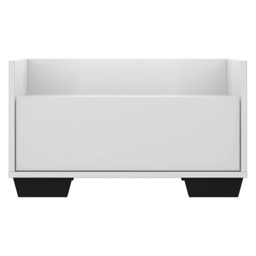 Imagem de Mesa de Cabeceira 60 Cm com Pés Quadrados Branca preta